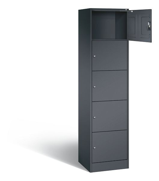C+P lockerkast serie 8070, H1950xB460xD480mm, kleur: zwart-grijs, 82700-10 S10046