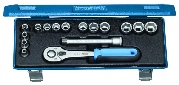 GEDORE dopsleutelset 3/8'', 16-delig, zeskant-UD-profiel, 2682885