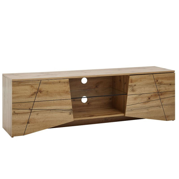 Wohnling lowboard hout eiken decor 160x50x40 cm TV-ladekast met twee deuren, design TV-kast hoog, TV-tafel TV-kast modern, WL6.577