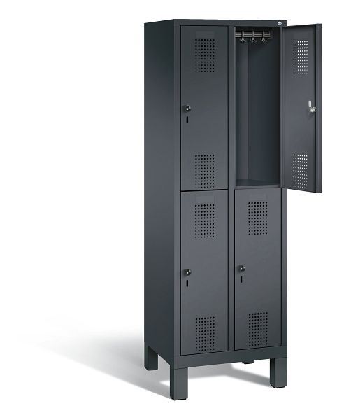C+P locker dubbeldekker Evolo, H1850xB610xD500mm, kleur: zwart-grijs, 48310-20 S10032