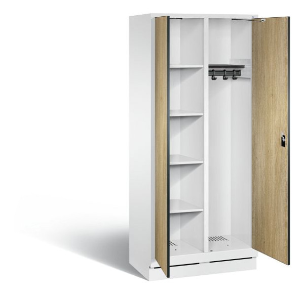 C+P reinigingsmiddelenkast Evolo, H1800xW810xD500mm, kleur: verkeerswit / decor eiken Sereno, 48160-22 S10139