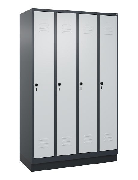 C+P Umkleidespind Classic PLUS, Sockel, 4 Abteile, 1950x1200x500mm, 7016/7035, Drehriegel, 080020-40 S10013