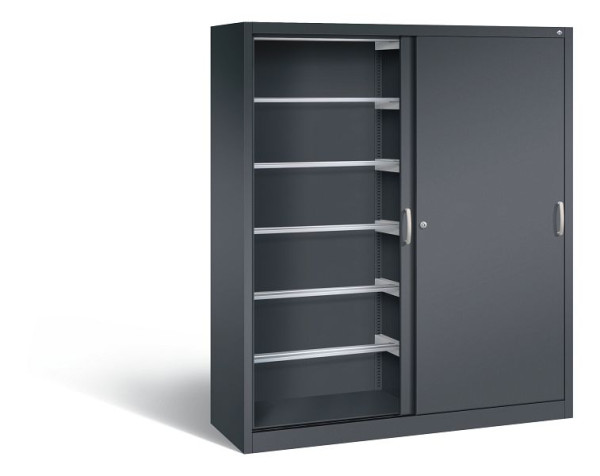 C+P schuifdeurkast Acurado, H1950xB1600xD500mm, kleur: zwart-grijs, beugelgreep, 2150-60 S10030