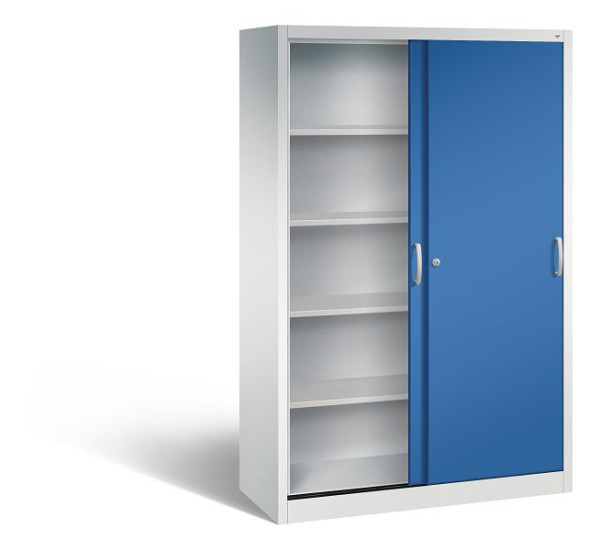 C+P schuifdeurkast Acurado, H1950xB1200xD500mm, kleur: lichtgrijs / gentiaanblauw, beugelgreep, 5 niveaus, 2050-00 S10135
