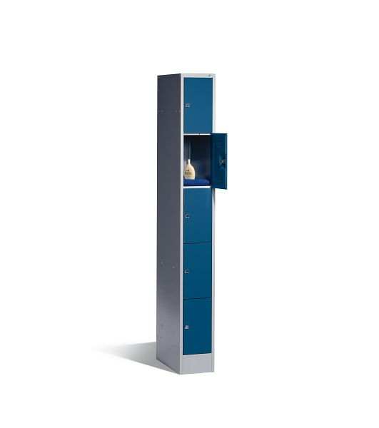 C+P lockerkast serie 8070, H1950xB240xD480mm, kleur: lichtgrijs / verre blauw, 80700-10 S10306