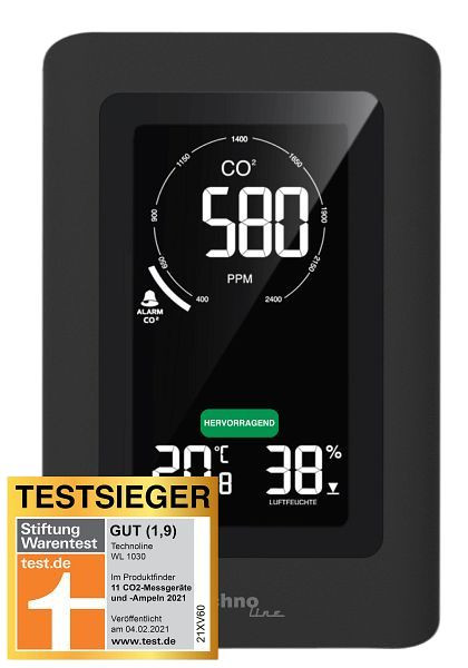 Technoline luchtkwaliteitsmonitor, afmetingen: 94 x 145 x 50 mm, WL 1030