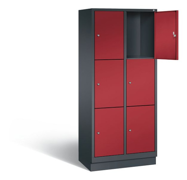 C+P lockerkast Evolo, H1800xW810xD500mm, kleur: zwartgrijs/robijnrood, 48020-223 S10112