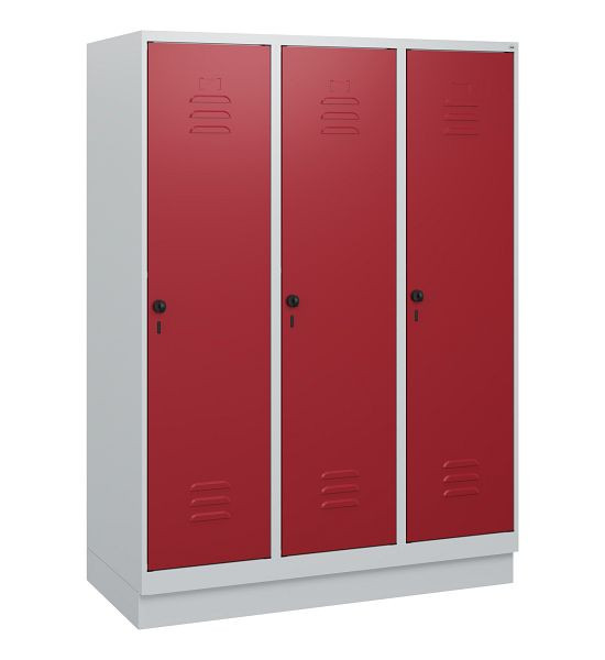 C+P Umkleidespind Classic PLUS, Sockel, 3 Abteile, 1630x1200x500mm, 7035/3003, Drehriegel, 0800205-32 S10001