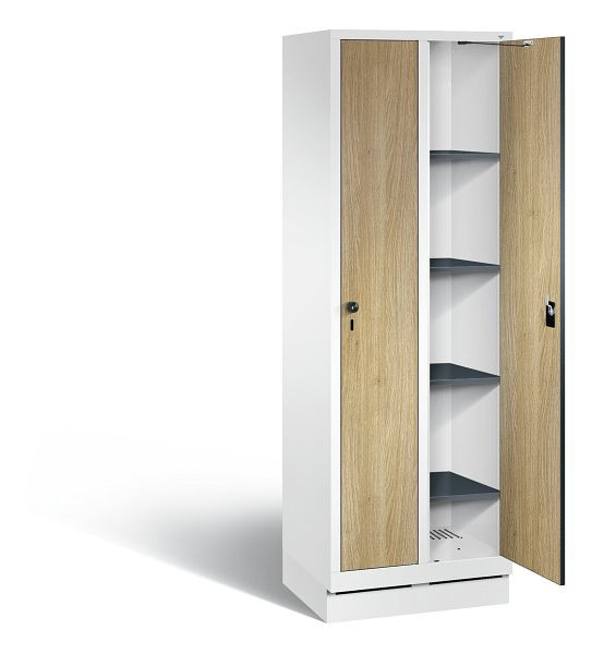 C+P washok Evolo, H1800xB610xD500mm, kleur: verkeerswit / decor eiken Sereno, 48020-20B S10040