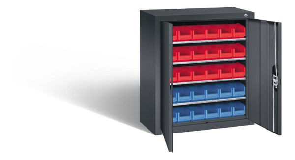 C+P tijdschriftenkast serie 13, H830xB700xD300mm, kleur: zwart-grijs, verzonken handgreep, 134013-23 S10022