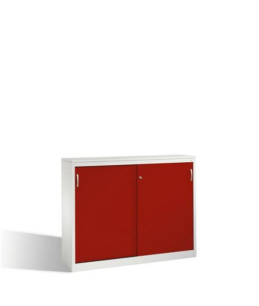C+P dressoir met schuifdeuren Acurado, H1200xB1600xD400mm, kleur: lichtgrijs/robijnrood, beugelgreep, 3 niveaus, 2147-1200 S10074