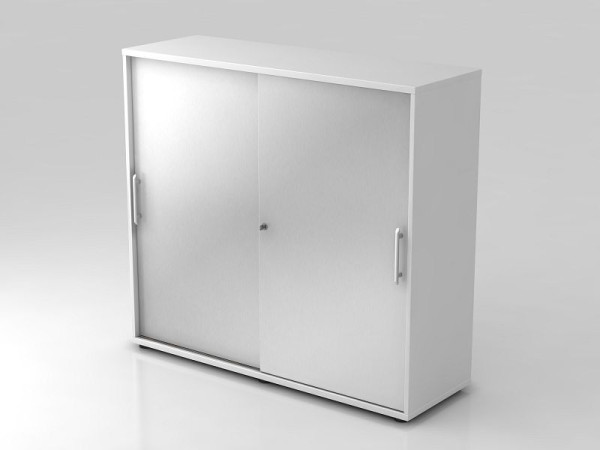 Hammerbacher schuifdeurkast 3OH 120cm relinggreep wit/zilver, 120x40x110 cm (BxDxH), V1753S/W/S/RE