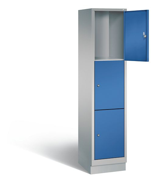 C+P lockerkast Evolo, H1800xB420xD500mm, kleur: wit aluminium / gentiaanblauw, 48020-123 S10129