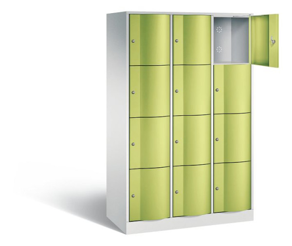 C+P lockerkast Resisto, H1950xB1148xD540mm, kleur: lichtgrijs / virid groen, 8470-372 S10019