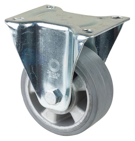 BS rollen transportrol, vaste rol, wielbreedte 50 mm, wiel-Ø 125 mm, draagvermogen 220 kg, grijze elastische banden, aluminium, kogellagers, LSS410.B83.125