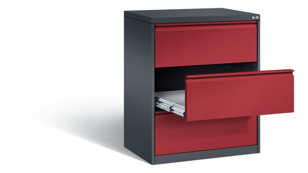 C+P archiefkast Acurado, H1045xW787xD590mm, kleur: zwartgrijs/robijnrood, stuurstang, 12923-322 S10038