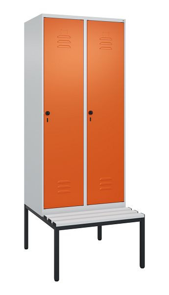 C+P luierkastje Classic PLUS, met onderbank, 2 vakken, 2120x800x815mm, 7035/2004, draaibare sluiting, 0800507-22 S10121
