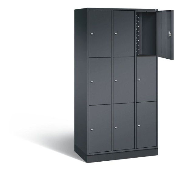 C+P lockerkast Intro, H1950xW920xD490mm, kleur: zwart-grijs, 8370-301 S10037