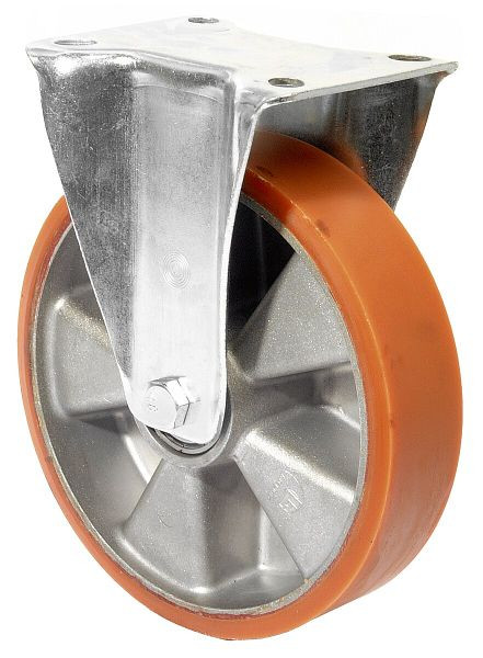 BS rollen transportrol, vaste rol, wielbreedte 50 mm, wiel-Ø 200 mm, draagvermogen 300 kg, gegoten polyurethaan, aluminium wiellichaam, kogellager, L410.B90.200