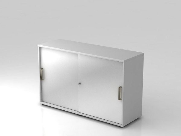 Hammerbacher schuifdeurkast 2OH 120cm gestreept handvat grijs/zilver, 120x40x74,8 cm (BxDxH), V1752S/5/S/SG