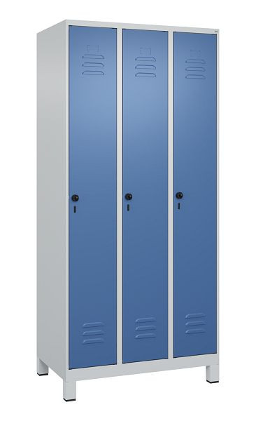 C+P luierkluis Classic PLUS met middenwand, voeten, 3 vakken, 1950x900x500mm, 7035/5023, veiligheidsdraaigrendel, 080010-30F S10005
