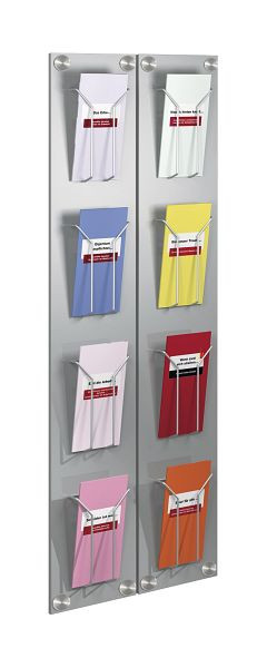 Kerkmann wandbrochurehouder artline, DIN lang, B 180 x D 65 x H 1020 mm, aluminium zilver, 43619614