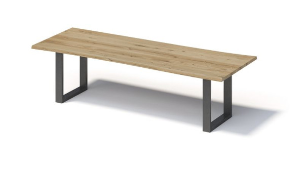Bisley Fortis tafel naturel, 2800 x 1000 mm, natuurlijke boomrand, geolied oppervlak, O-frame, oppervlak: naturel / frame: blank staal, FN2810OP303