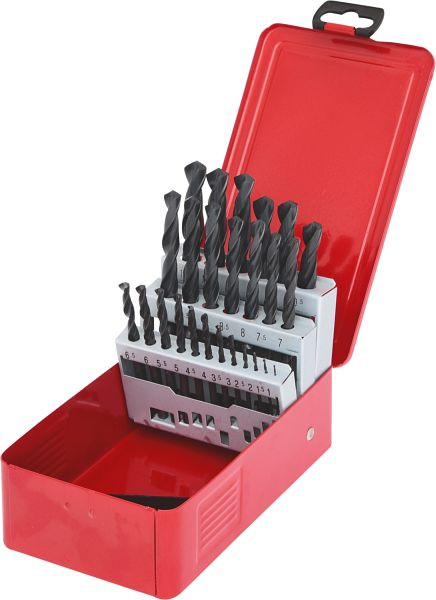 KS Tools HSS-R spiraalborenset, plaatstalen cassette, 25-delig, 1-13 mm, 330.1613