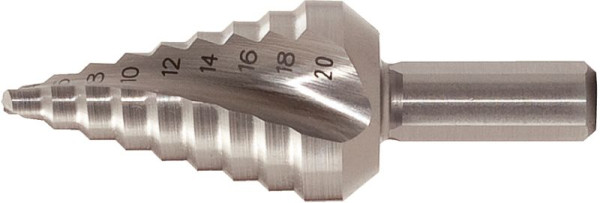 KS Tools HSS trappenboor extra kort, diameter 4-20mm, 9 treden, 330.2372