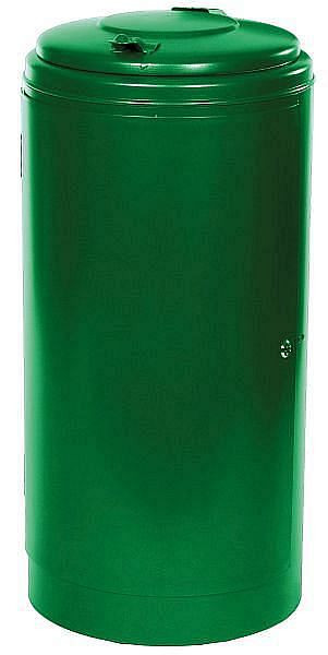 Renner rustplaats afvalbak 120 L, afsluitbaar, met stalen deksel, thermisch verzinkte klemring, bladgroen, 8045-00PB 6002