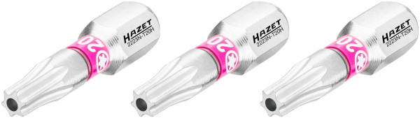 Hazet bit, massieve zeskant 6,3 (1/4 inch), Tamper Resistant TORX® profiel, T20H, aantal gereedschappen: 3, 2223N-T20H/3