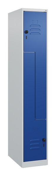C+P Z-Spind Classic PLUS, 2 Abteile, 1700x300x500mm, 7035/5010, Drehriegel, 0800037-102 S10002