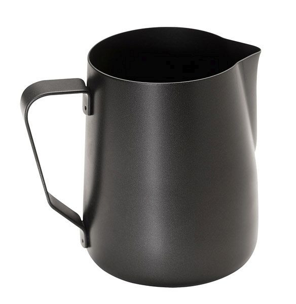 APS melk-/universele kan, Ø 8 cm, hoogte: 10 cm, 0,35 liter, RVS, zwart, binnen en buiten, PTFE antiaanbaklaag, 10334