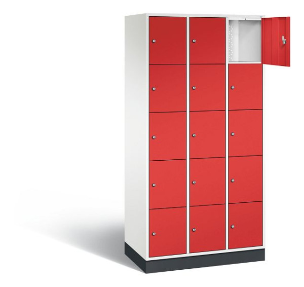 C+P lockerkast Intro, H1950xW920xD490mm, kleur: verkeerswit / vuurrood, 8570-301 S10215