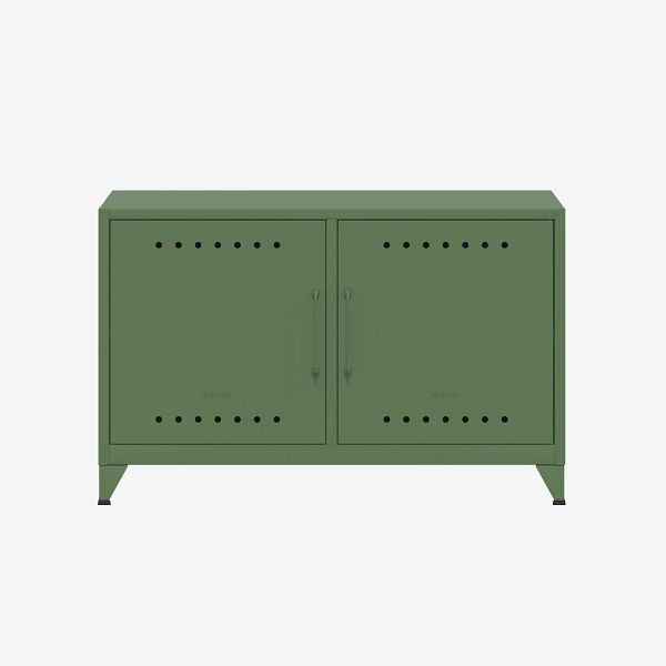 Bisley Fern Cabby Dressoir, met vaste plank, kabeluitgang in de achterwand en klittenband kabelhouder, olijfgroen (623), FERCAB623