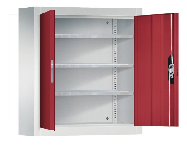 C+P wandkast serie 13, H830xB700xD300mm, kleur: lichtgrijs/robijnrood, verzonken handgreep, 134013-22 S10167