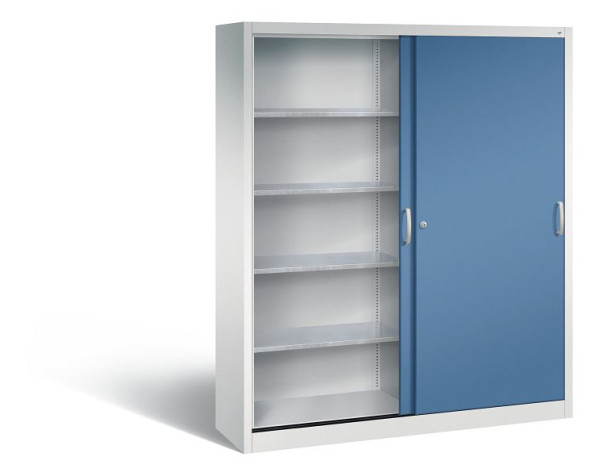 C+P schuifdeurkast Acurado, H1950xB1600xD400mm, kleur: lichtgrijs / verre blauw, beugelgreep, 2149-00 S10069