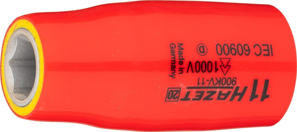 Hazet dopsleutelinzet, zeskant, dubbel geïsoleerd, hol vierkant 12,5 mm (1/2 inch), buitenzeskant trekprofiel, 11 mm, 900KV-11