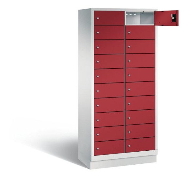 C+P lockerkast Evolo, H1800xW810xD500mm, kleur: lichtgrijs/robijnrood, 48020-2210 S10052