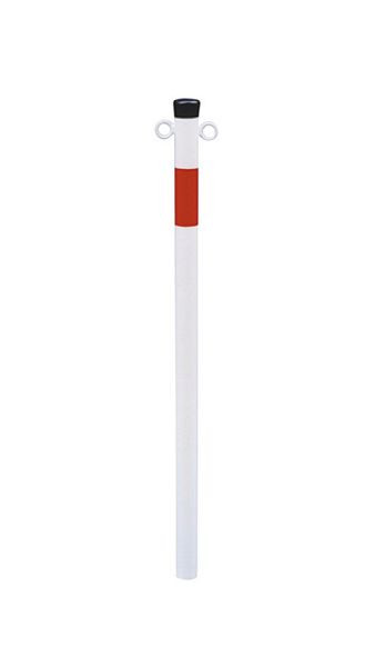 Schake afzetpaal stalen buis Ø 42 x 2,5 mm vast voor inzetting in beton, thermisch verzinkt en wit gecoat, 2 ogen, 4042B/2