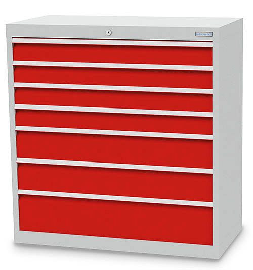 Bedrunka + Hirth ladekast, diepte 500 mm, R 36-16, 980 x 500 x 1019 mm, 7 x lades (4x 100VA, 2x 150VA, 1x 200VA), draagvermogen 50 kg, 90.421