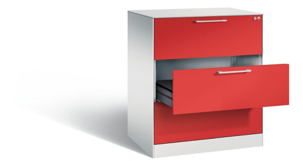 C+P archiefkast Asisto, H1010xB800xD600mm, kleur: lichtgrijs / vuurrood, beugelgreep, 146243-322 S10043