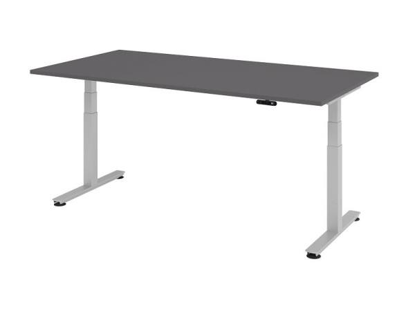 Hammerbacher elektrisch zit-sta bureau 200x100cm grafiet/zilver, werkhoogte 63,5-128,5 cm, VXDSM2E/G/S