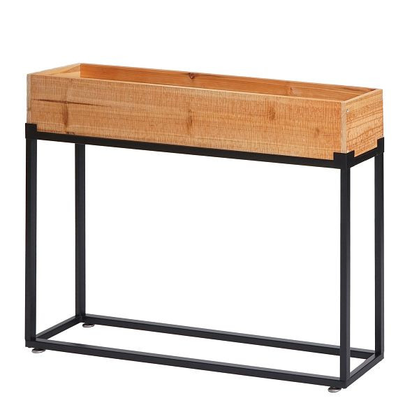 Mendler verhoogd bed HWC-L32, plantenbak bloembak groentebed, hout-staal 62x80x16cm, zwart frame, natuurlijke kleur, 98482
