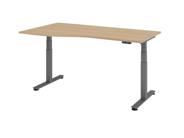 Hammerbacher zit-sta bureau elektrisch 180x100/80cm eiken, VXDSM18/E/G
