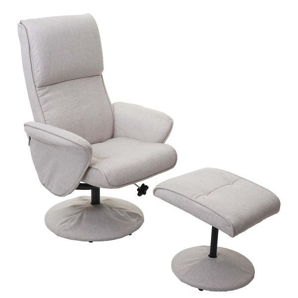 Mendler relaxstoel Helsinki, tv-stoel Relaxliege tv-stoel met kruk, stof/textiel, creme-beige, 74602