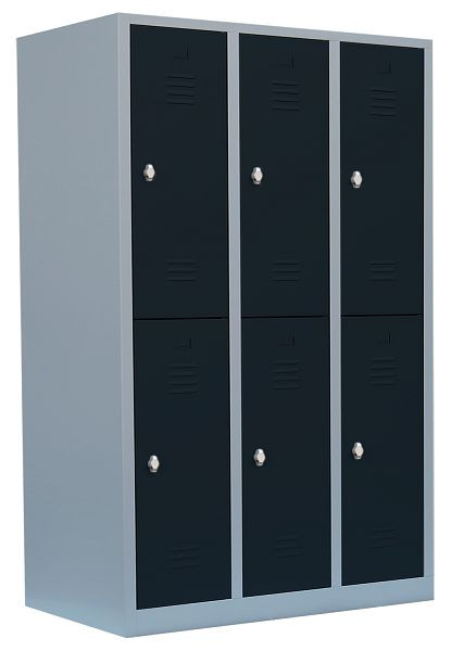 Lüllmann stalen kledingkast/garderobe, 1800 x 1185 x 500 mm, lichtgrijs/antracietgrijs, 523238
