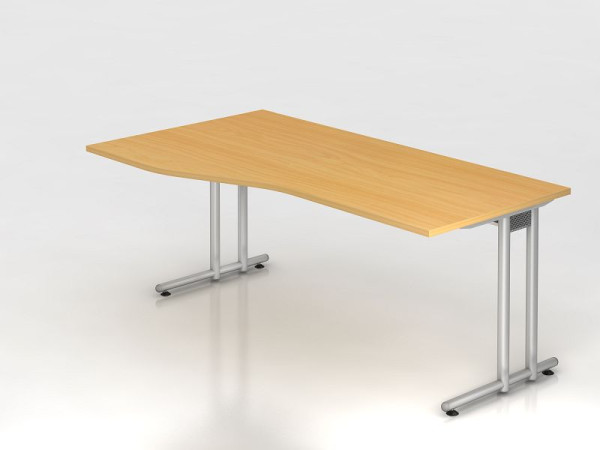 Hammerbacher bureau C-poot 180x100/80cm beuken/zilver, werkhoogte 72 cm, VNS18/6/S