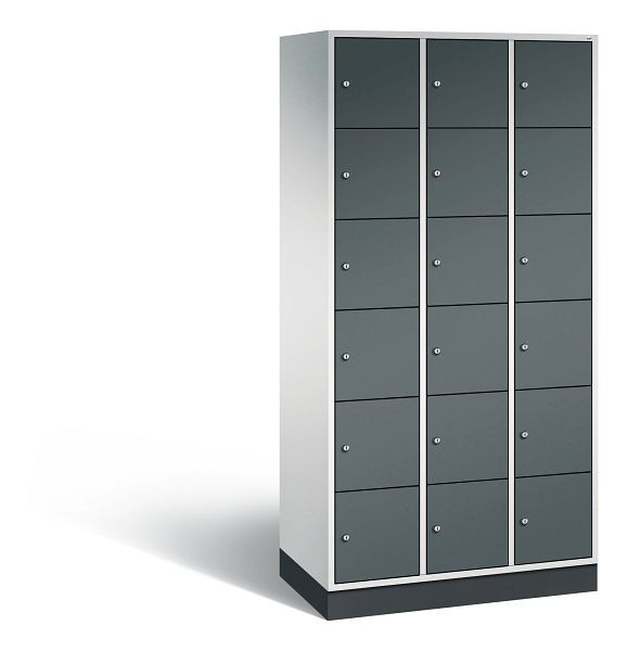 C+P Schließfachschrank Intro, 18 Fächer, H1950xB920xT490 mm, Grau/Anthrazit, 8670-301 S10154