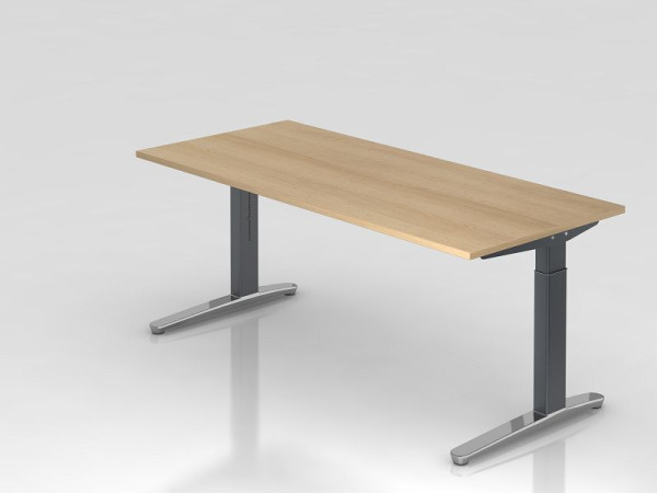 Hammerbacher bureau C-poot 180x80cm eiken/grafiet (gepolijst), rechthoekige vorm, VXB19/E/GC